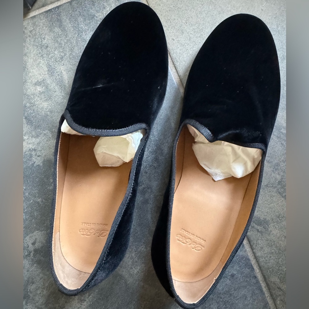 Del Toro- MEN'S BLACK VELVET SLIPPER II WITH BLACK GROSGRAIN STRIPE